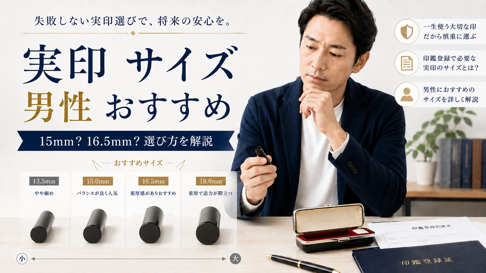 男性の実印サイズは何mmがおすすめ?13.5mm・15mm・16.5mm・18mmの選び方を解説
