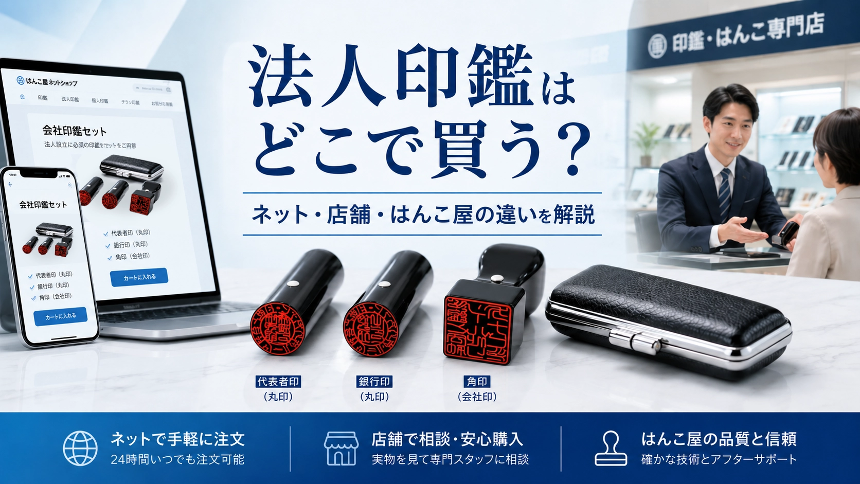 法人印鑑はどこで買う？ネット・店舗・はんこ屋の違いを解説