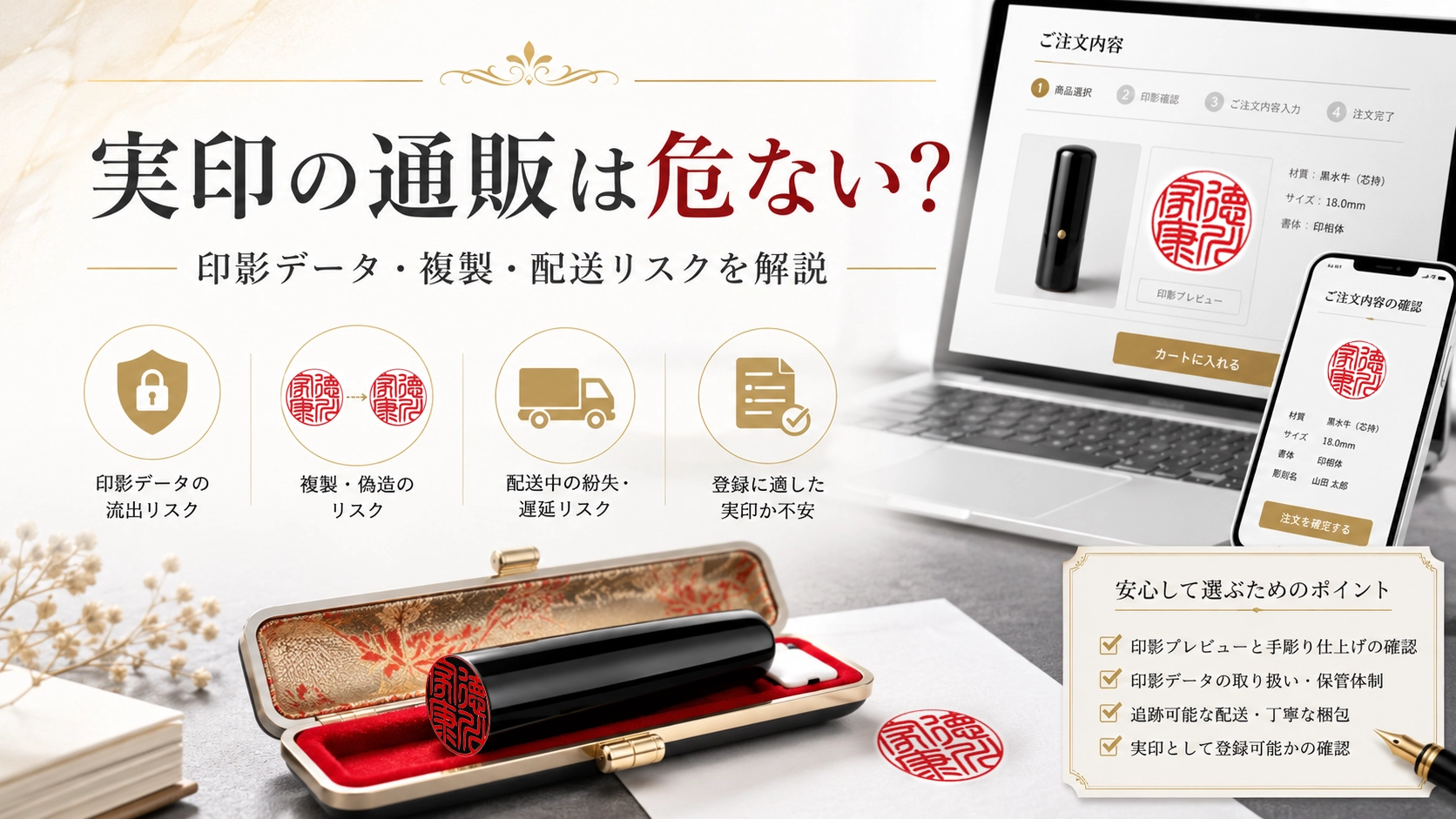 実印の通販は危ない？印影データ・同じ印鑑・配送リスクまで不安を解説