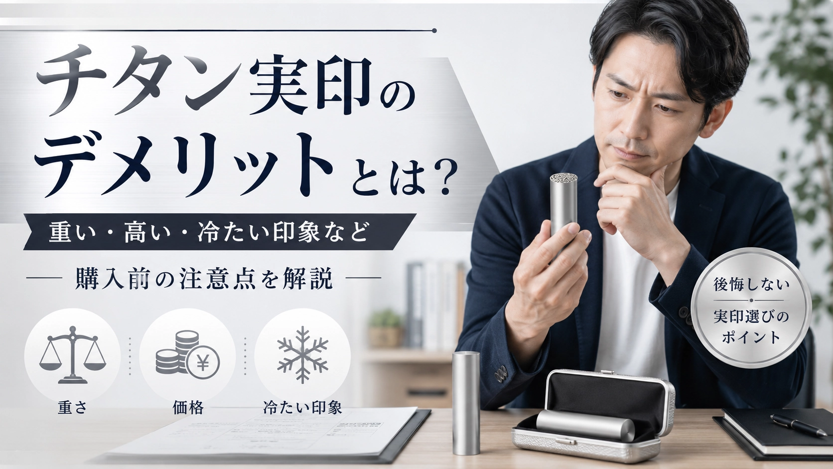 チタン実印のデメリットとは？重い・高い・冷たい印象など購入前の注意点を解説