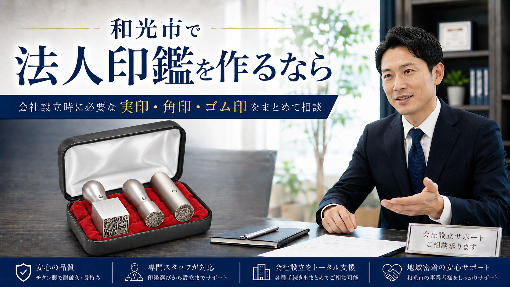 和光市で法人印鑑を作るなら|会社設立時に必要な実印・角印・ゴム印をまとめて相談