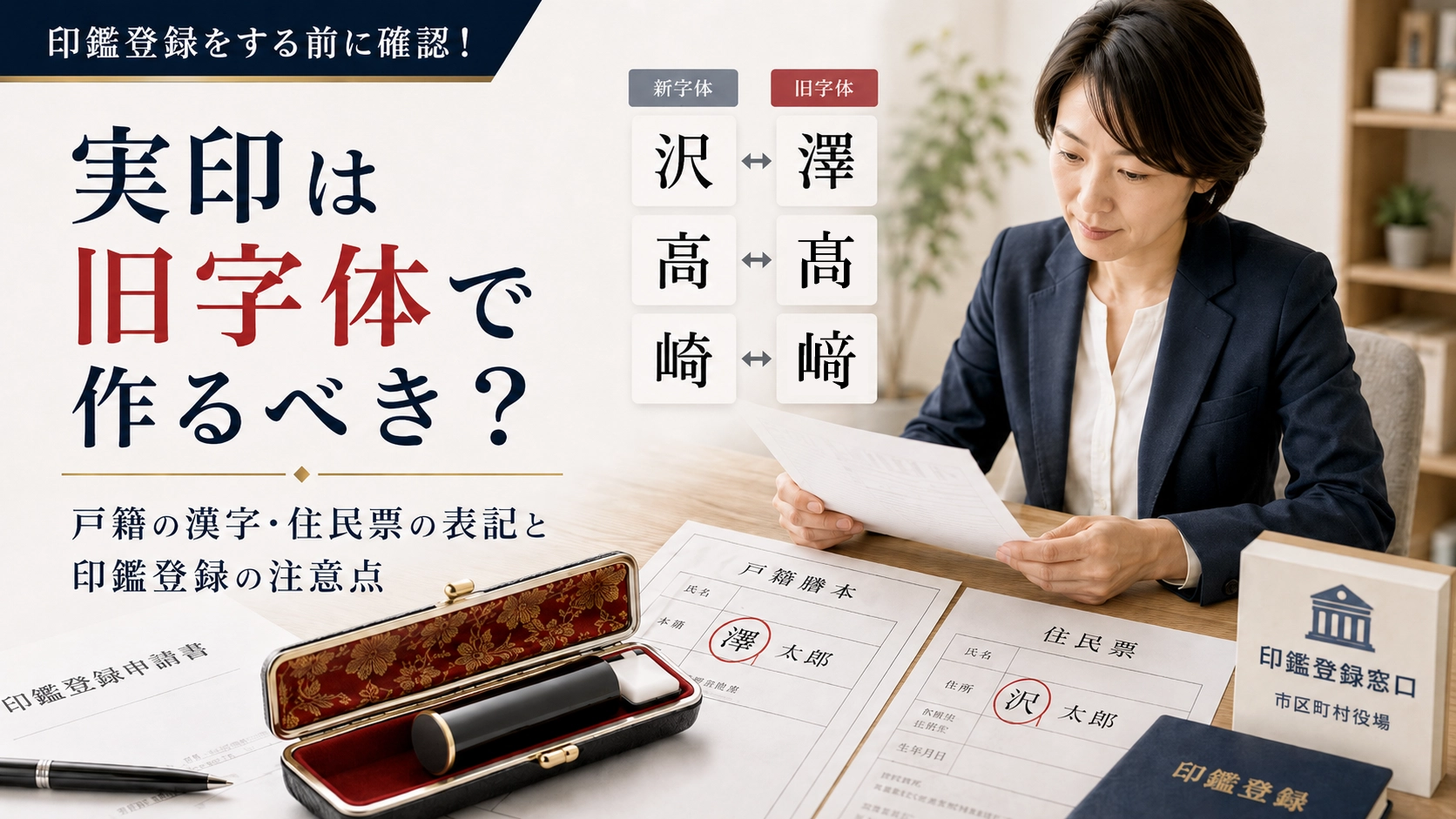 実印は旧字体で作るべき?戸籍の漢字・住民票の表記と印鑑登録の注意点